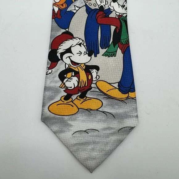 Vintage Disney Mickey Unlimited Christmas Neck Tie Mickey, Goofy, Donald Snowman - Picture 2 of 6